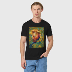 Мужская футболка хлопок Vincent van Gogh - self-portrait - neural network - фото 2