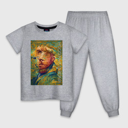 Abstract Vincent van Gogh - surrealism self-portrait  – Детская пижама хлопок с принтом купить со скидкой в -9%