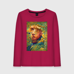 Abstract Vincent van Gogh - surrealism self-portrait  – Женский лонгслив хлопок с принтом купить со скидкой в -20%