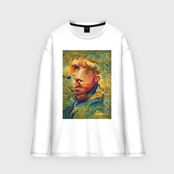 Abstract Vincent van Gogh - surrealism self-portrait  – Женский лонгслив oversize хлопок с принтом купить