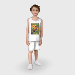Пижама с принтом Abstract Vincent van Gogh - surrealism self-portrait для ребенка, вид на модели спереди №2. Цвет основы: белый