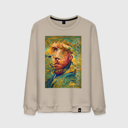 Abstract Vincent van Gogh - surrealism self-portrait  – Мужской свитшот хлопок с принтом купить со скидкой в -13%