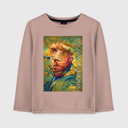 Abstract Vincent van Gogh - surrealism self-portrait  – Детский лонгслив хлопок с принтом купить со скидкой в -20%