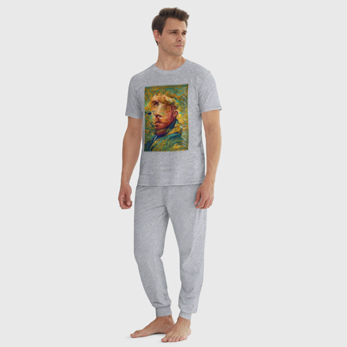 Мужская пижама хлопок с принтом Vincent van Gogh - self-portrait - neural network, вид сбоку #3