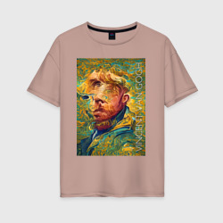 Abstract Vincent van Gogh - surrealism self-portrait  – Женская футболка хлопок Oversize с принтом купить со скидкой в -16%