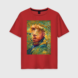 Abstract Vincent van Gogh - surrealism self-portrait  – Женская футболка хлопок Oversize с принтом купить со скидкой в -16%