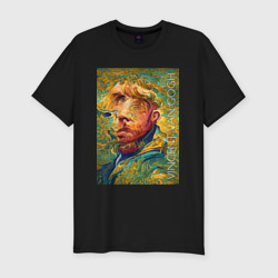 Abstract Vincent van Gogh - surrealism self-portrait  – Мужская футболка хлопок Slim с принтом купить