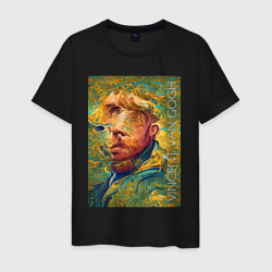 Мужская футболка хлопок Vincent van Gogh - self-portrait - neural network