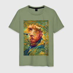 Abstract Vincent van Gogh - surrealism self-portrait  – Мужская футболка хлопок с принтом купить со скидкой в -20%