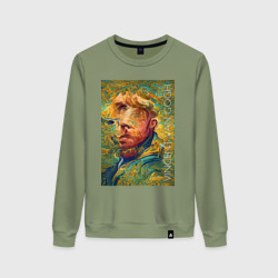Abstract Vincent van Gogh - surrealism self-portrait  – Женский свитшот хлопок с принтом купить со скидкой в -13%