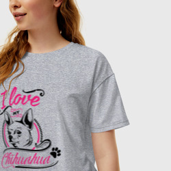 Женская футболка хлопок Oversize I love my chihuahua - фото 2