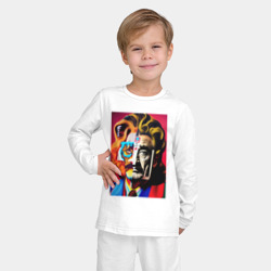 Пижама с принтом Tiger and Dali collage - collaboration для ребенка, вид на модели спереди №2. Цвет основы: белый