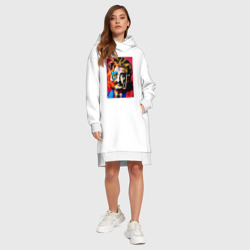 Платье с принтом Tiger and Dali collage - collaboration для женщины, вид на модели спереди №3. Цвет основы: белый