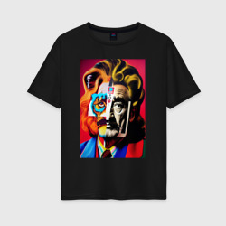 Tiger and Dali collage - collaboration – Женская футболка хлопок Oversize с принтом купить со скидкой в -16%