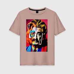 Tiger and Dali collage - collaboration – Женская футболка хлопок Oversize с принтом купить со скидкой в -16%