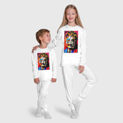 Пижама с принтом Tiger and Dali collage - collaboration для ребенка, вид на модели спереди №5. Цвет основы: белый