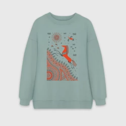 Женский свитшот oversize без начеса хлопок Мезенский конь