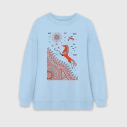 Женский свитшот oversize без начеса хлопок Мезенский конь