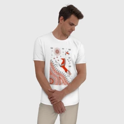 Мужская пижама с белой футболкой хлопок Мезенский конь - фото 2