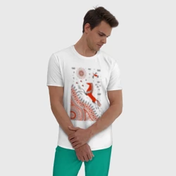 Мужская пижама с белой футболкой хлопок Мезенский конь - фото 2