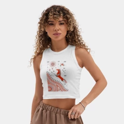 Женская укороченная майка-топ хлопок Мезенский конь - фото 2