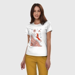 Женская пижама с белой футболкой хлопок Мезенский конь - фото 2