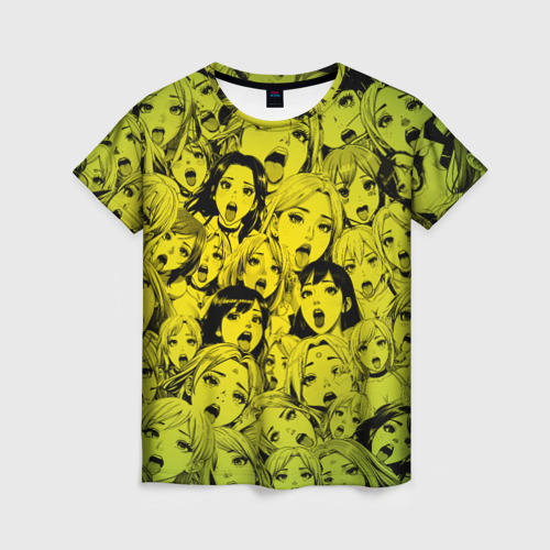 Женская футболка 3D с принтом Ahegao: Лайм, вид спереди #2