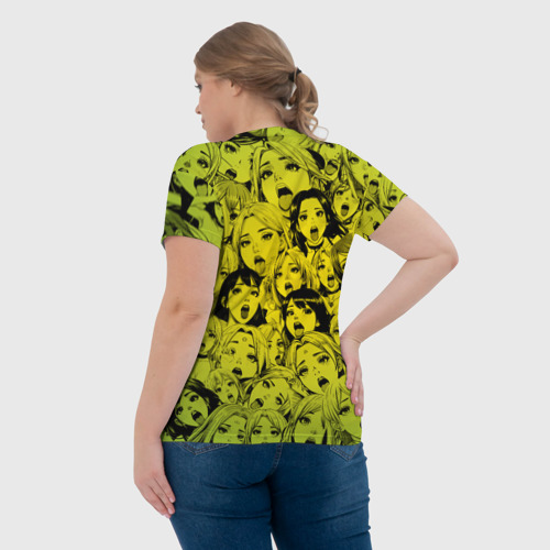 Женская футболка 3D с принтом Ahegao: Лайм, вид сзади #2