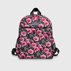 Кусты розовых роз на сером фоне – Детский рюкзак 3D с принтом купить со скидкой в -33%