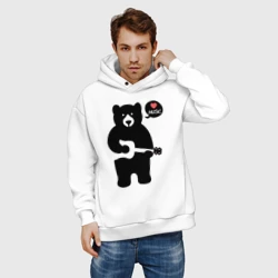 Мужское худи Oversize хлопок Мишка любит музыку - фото 2
