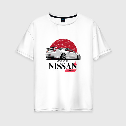 Женская футболка хлопок Oversize Nissan Skyline Japan, цвет белый