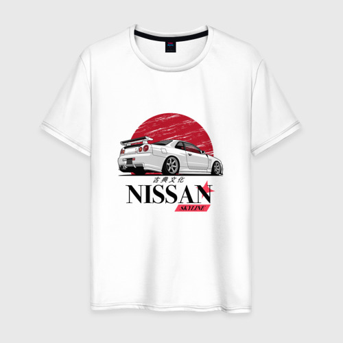 Мужская футболка хлопок Nissan Skyline Japan, цвет белый