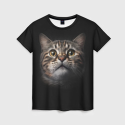 Женская футболка 3D Крупная морда кота