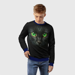 Детский свитшот 3D Морда кота с зелеными глазами - фото 2