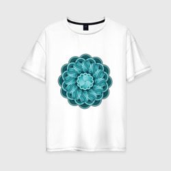 Мандала Бирюза – Женская футболка хлопок Oversize с принтом купить со скидкой в -16%