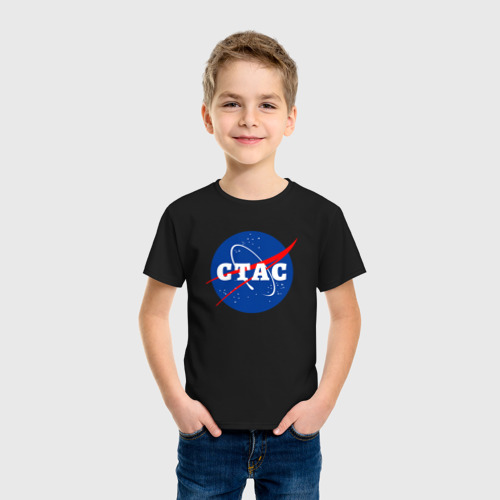 Детская футболка хлопок Стас НАСА, цвет черный - фото 3