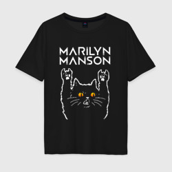 Мужская футболка хлопок Oversize Marilyn Manson rock cat