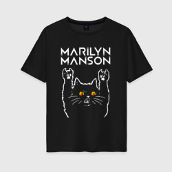 Женская футболка хлопок Oversize Marilyn Manson rock cat