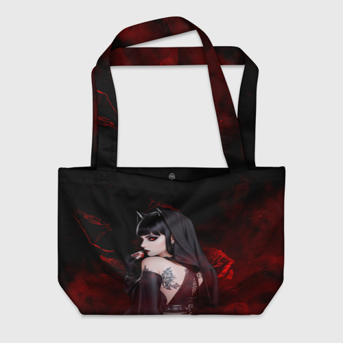 Пляжная сумка 3D Готическая вампирша в демоническом стиле