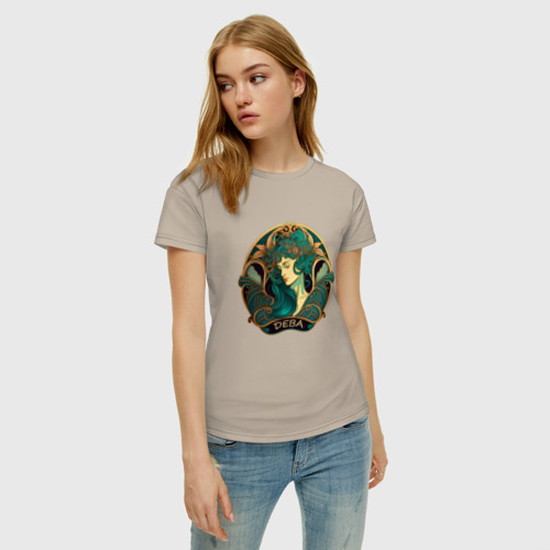 Женская футболка хлопок с принтом Дева Знаки Зодиака, фото на моделе #1