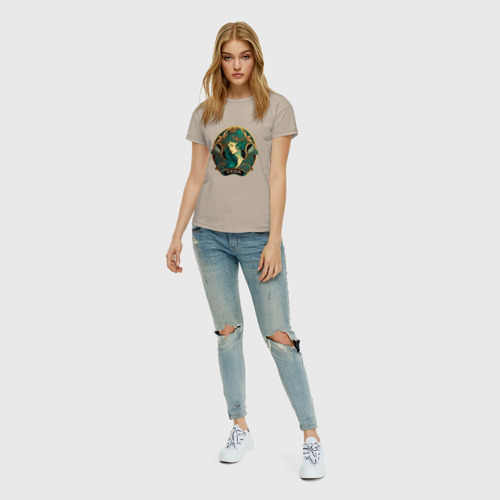 Женская футболка хлопок с принтом Дева Знаки Зодиака, вид сбоку #3