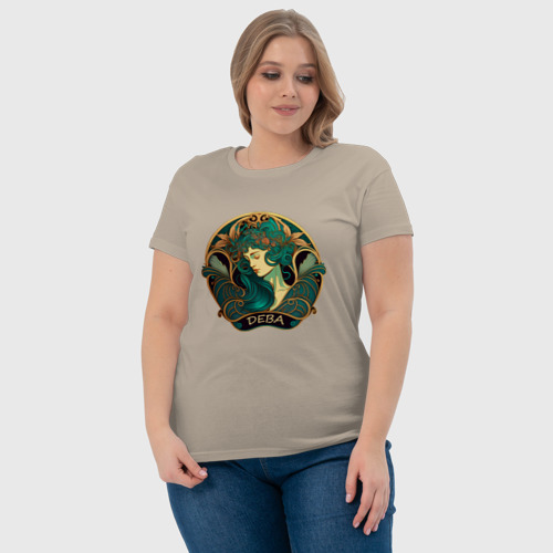 Женская футболка хлопок с принтом Дева Знаки Зодиака, фото #4