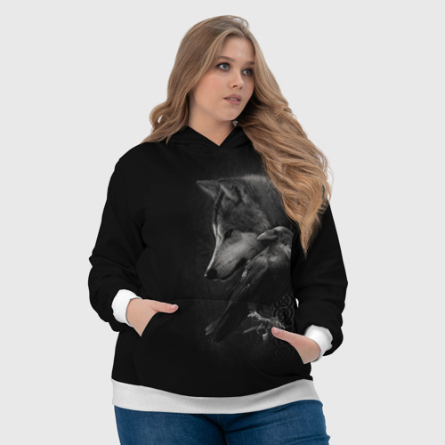 Женская толстовка 3D Волк и ворон, цвет 3D печать - фото 6
