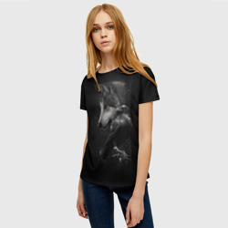 Женская футболка 3D Волк и ворон - фото 2