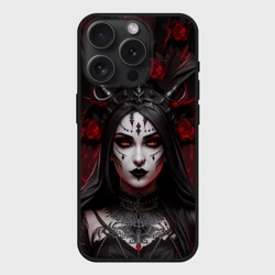 Чехол силиконовый для Apple iPhone 15 Pro Мax матовый Готическая женщина с рогами