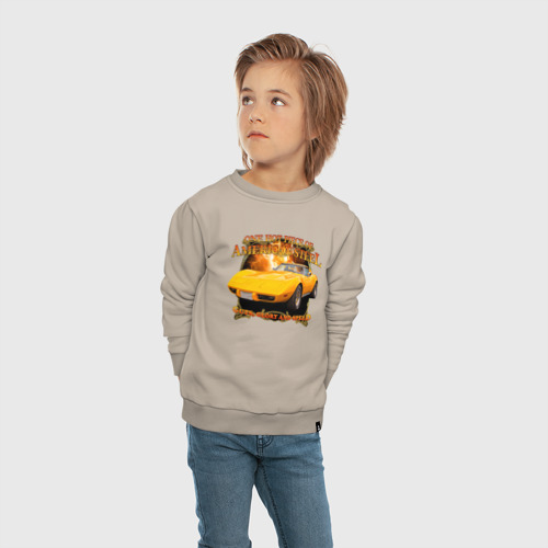 Детский свитшот хлопок с принтом Американский маслкар Chevrolet Corvette Stingray, вид сбоку #3