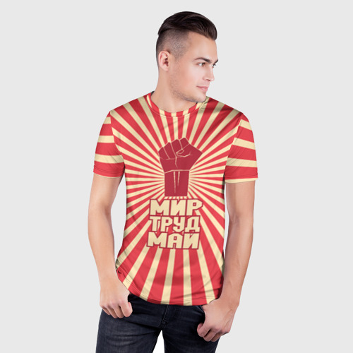 Мужская футболка 3D Slim с принтом Праздник трудящихся, фото на моделе #1