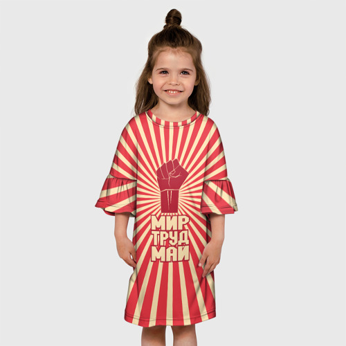 Детское платье 3D с принтом Праздник трудящихся, вид сбоку #3