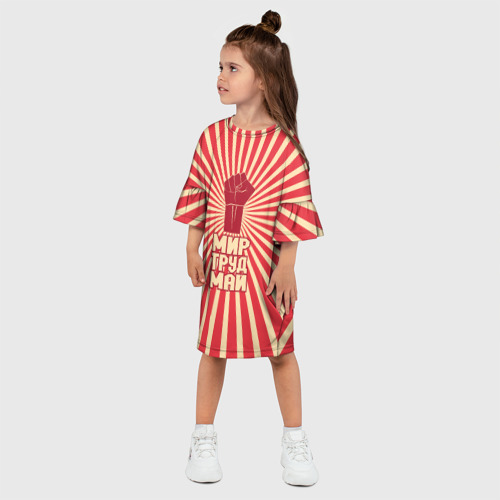 Детское платье 3D с принтом Праздник трудящихся, фото на моделе #1