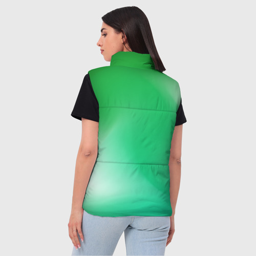 Женский жилет утепленный 3D с принтом Градиент зеленый, вид сзади #2